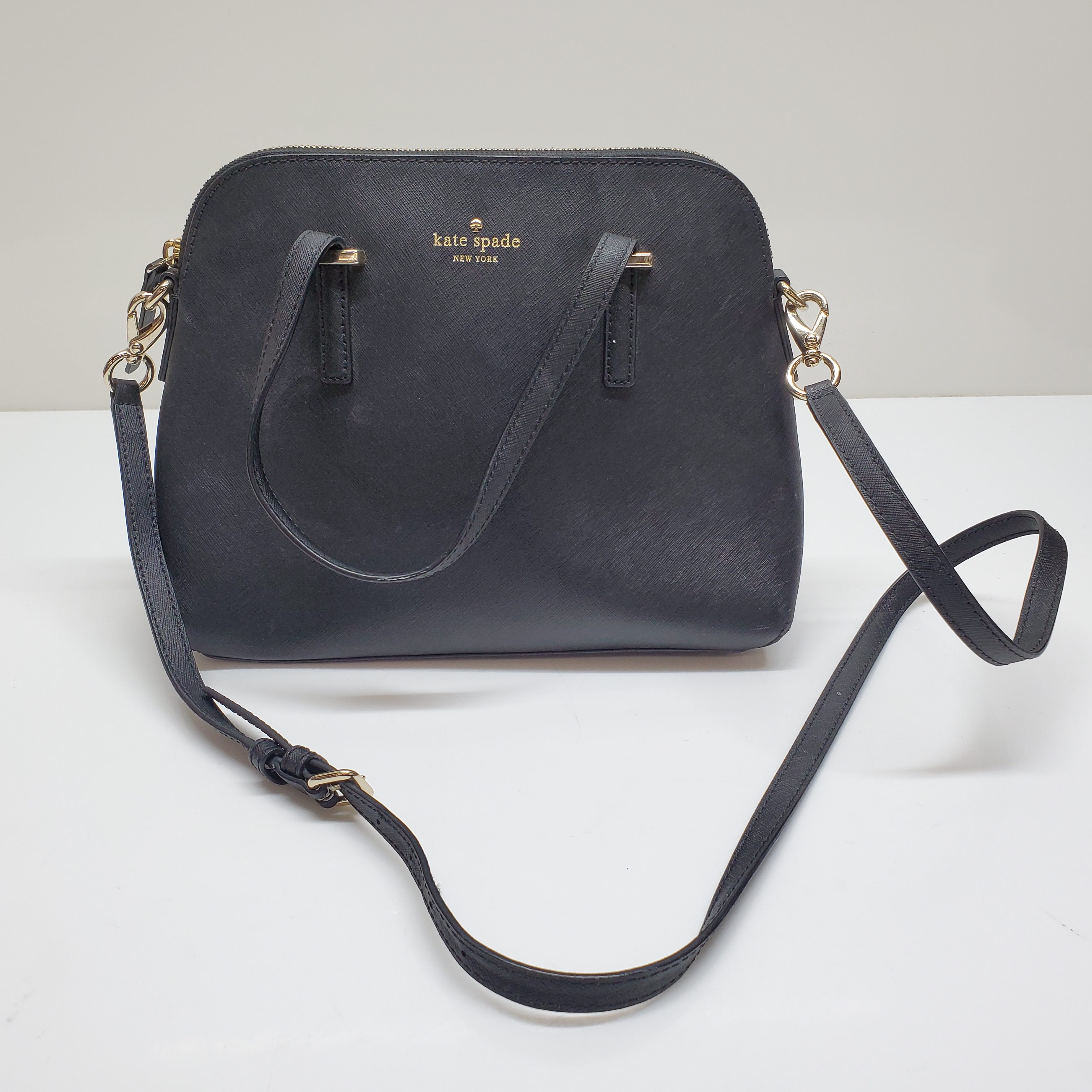 Buy the Kate Spade Black Leather Crossbody Purse | GoodwillFinds