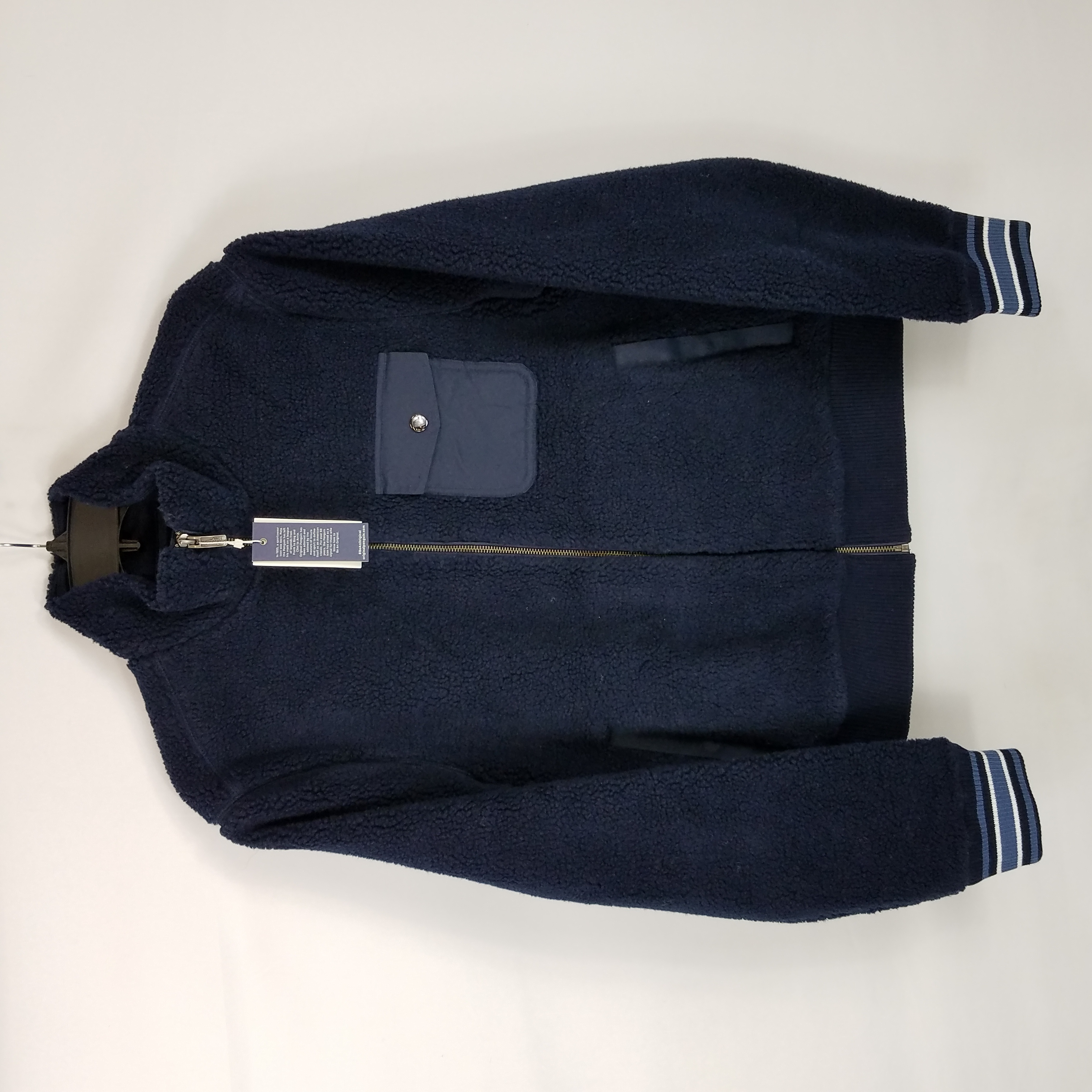 Buy the Penguin Men Navy Blue Fleece Jacket S NWT | GoodwillFinds
