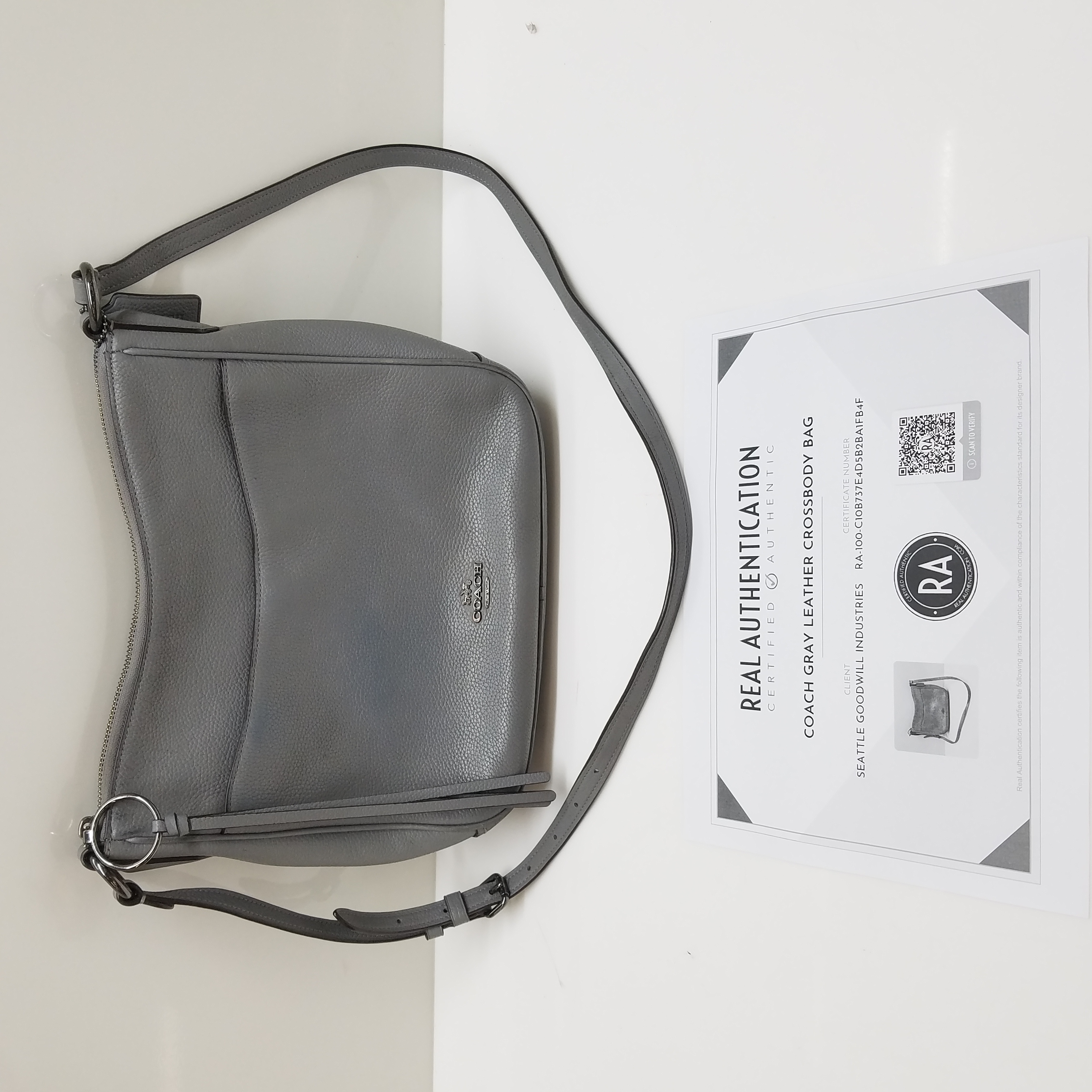 Buy the Coach Grey Leather Crossbody Bag 35543 w/ COA | GoodwillFinds