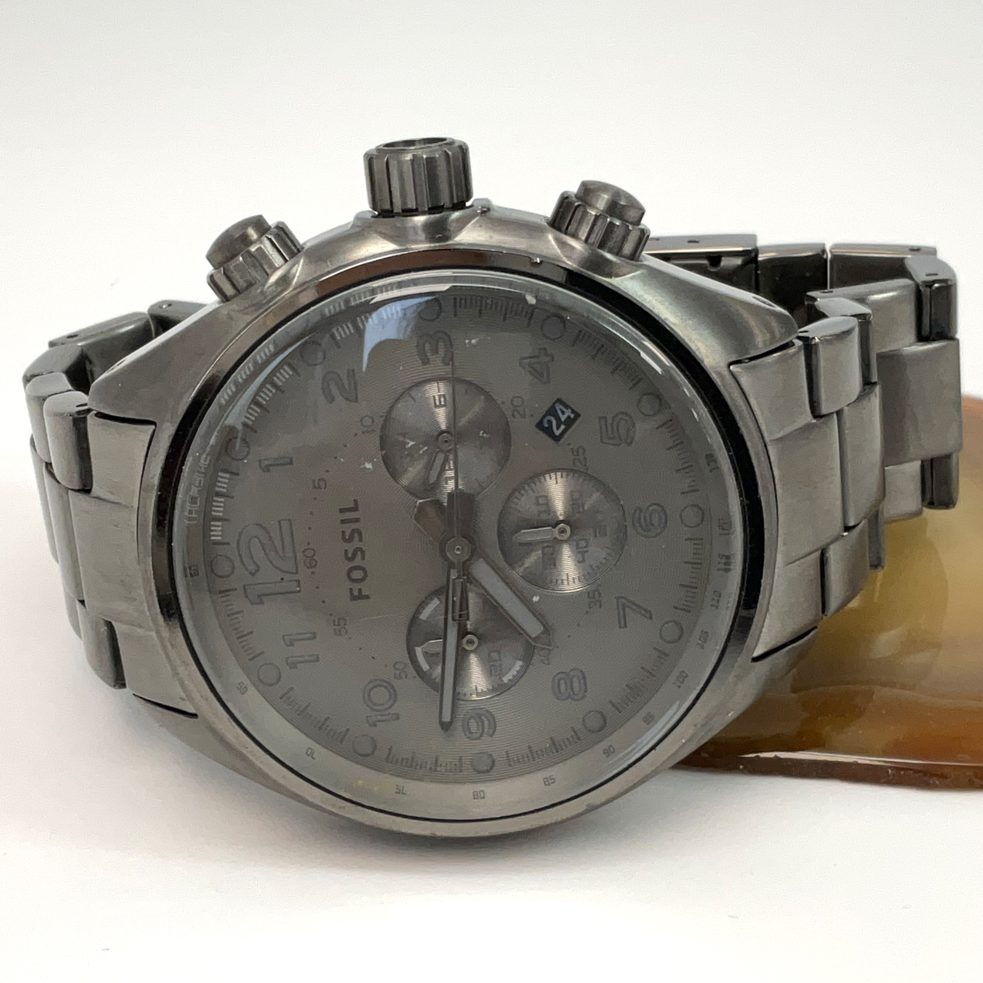 Buy the Designer Fossil Flight CH-2802 Gray Round Dial Chronograph ...