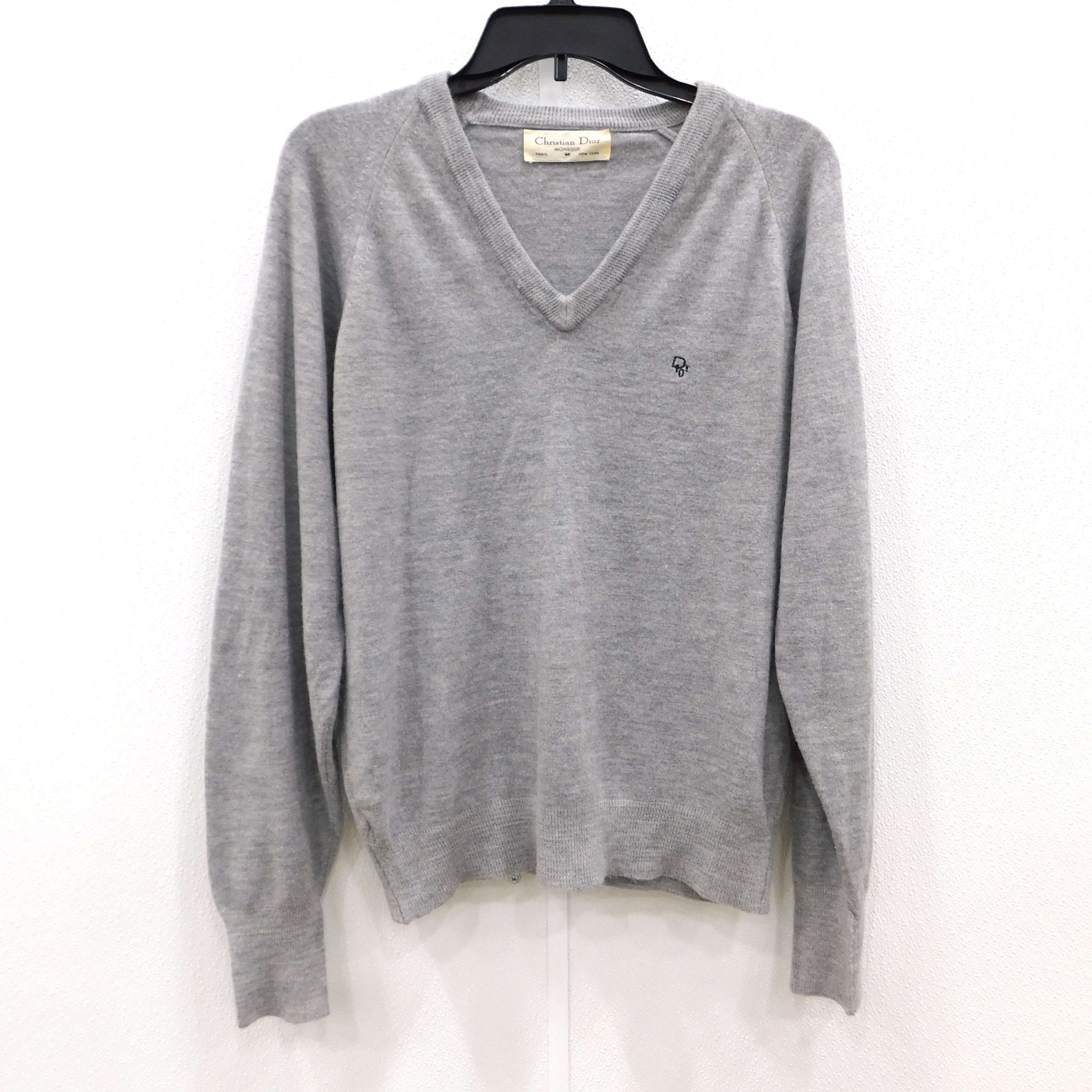 Buy the Christian Dior Vintage V-Neck Grey Men's Sweater Size M with ...