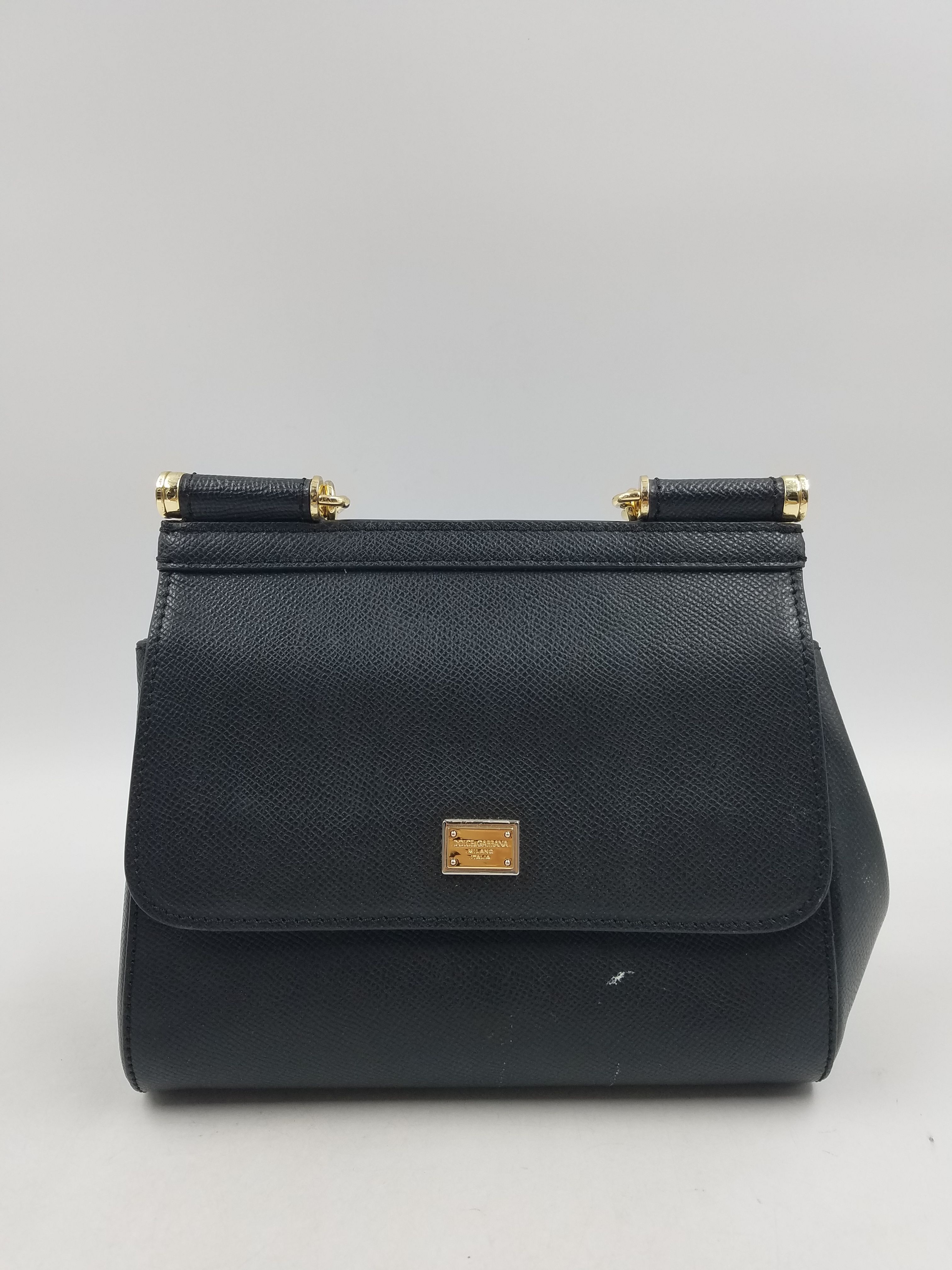 Buy the Dolce & Gabbana Sicily Black Top-Handle Bag COA