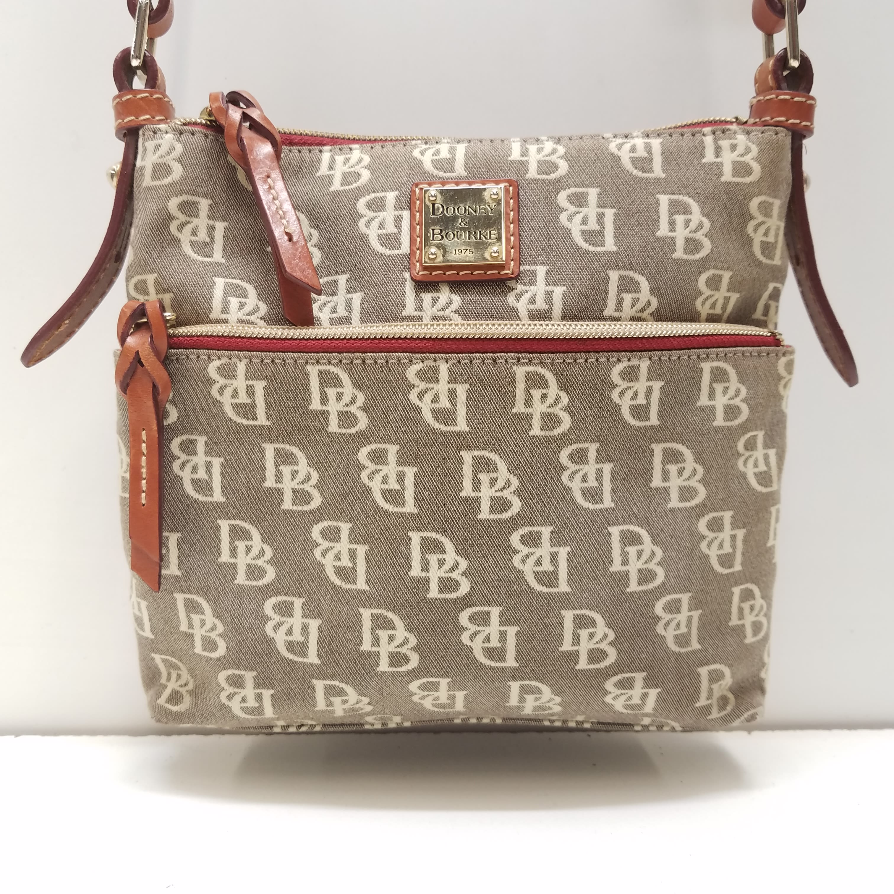Buy the Dooney & Bourke Signature Canvas Brown Leather | GoodwillFinds