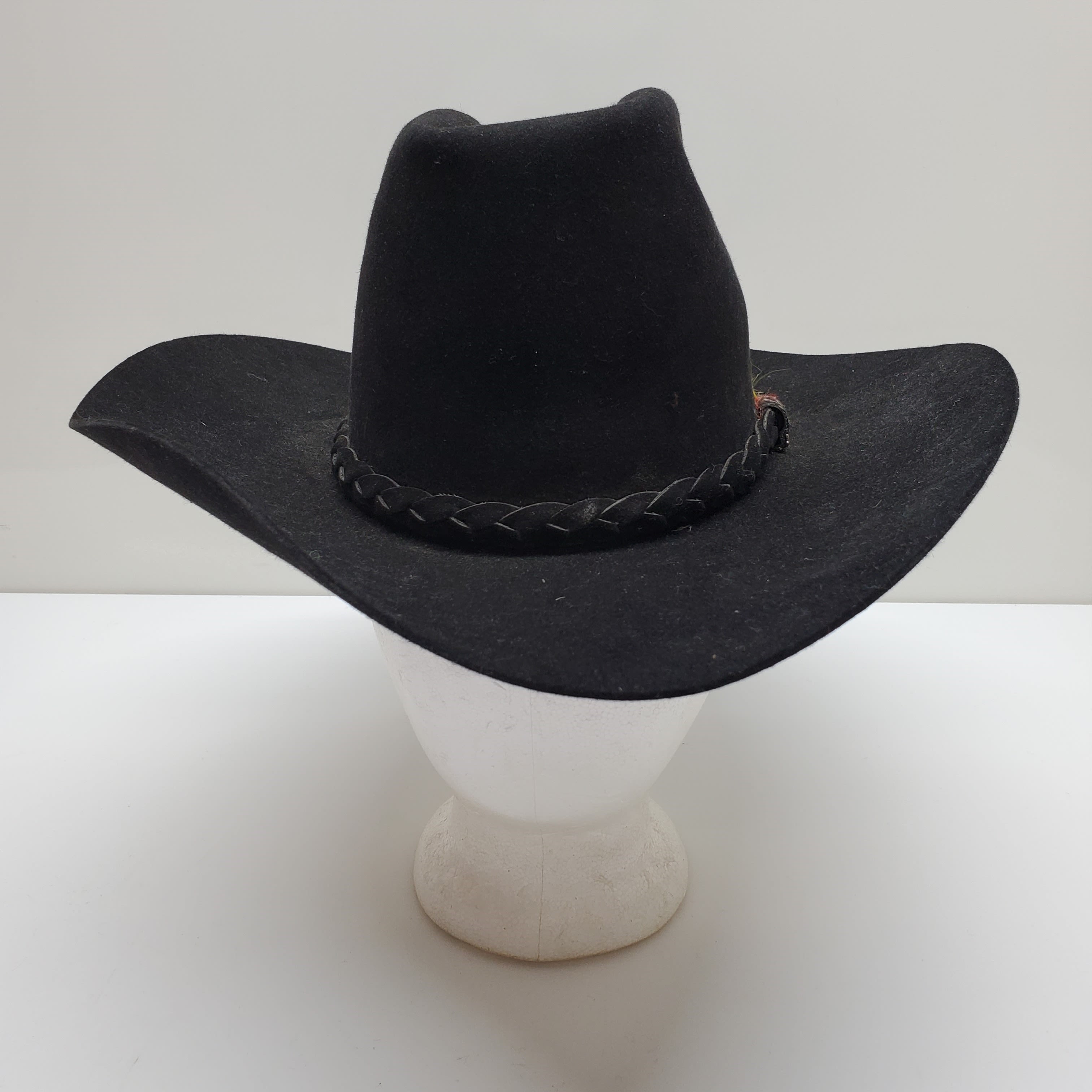Buy the Stetson Cowboy Hat Black 4x Beaver Fur-Based Felt Leather ...