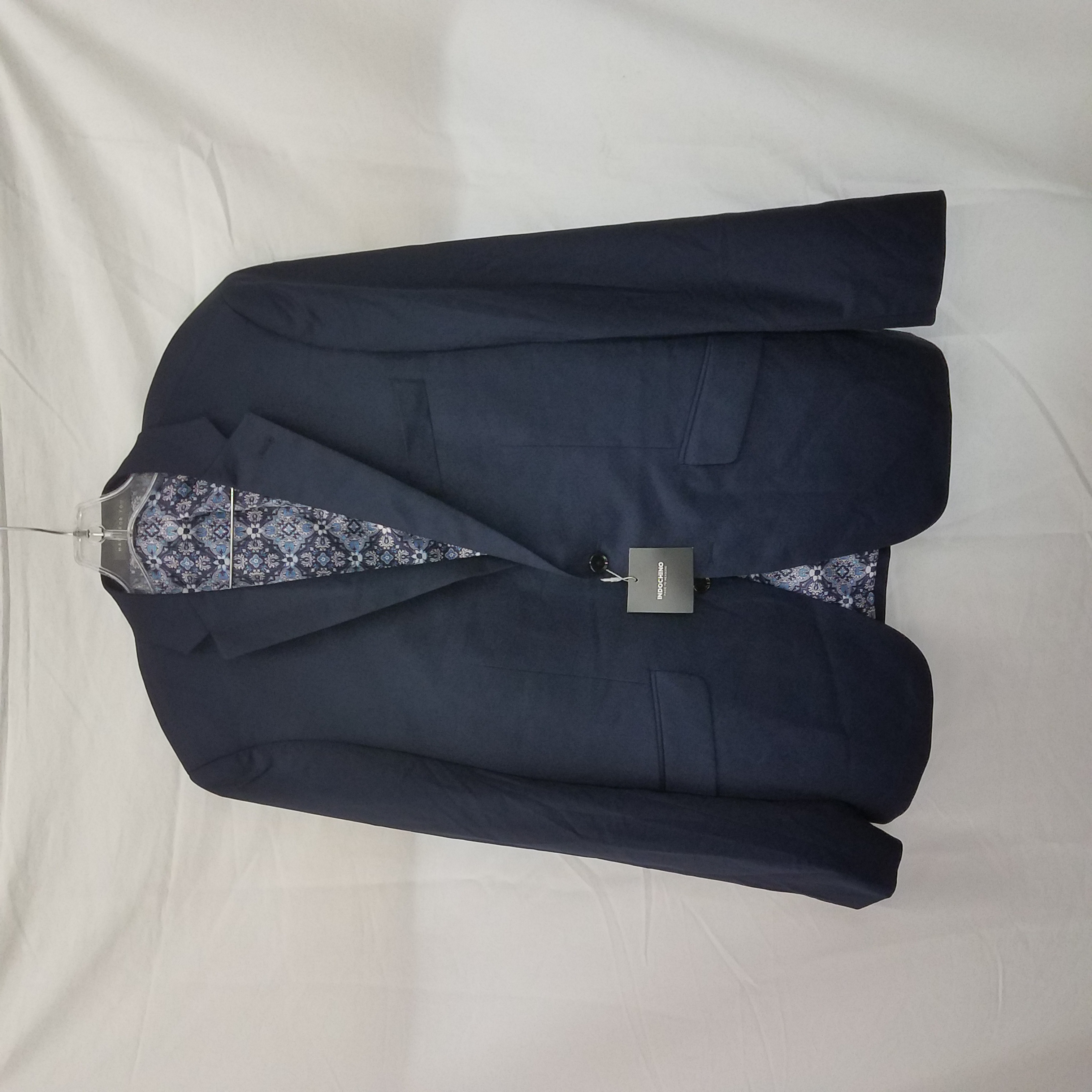 Buy the INDOCHINO Men's Blue Stretch Blazer Tailor Fitted | GoodwillFinds