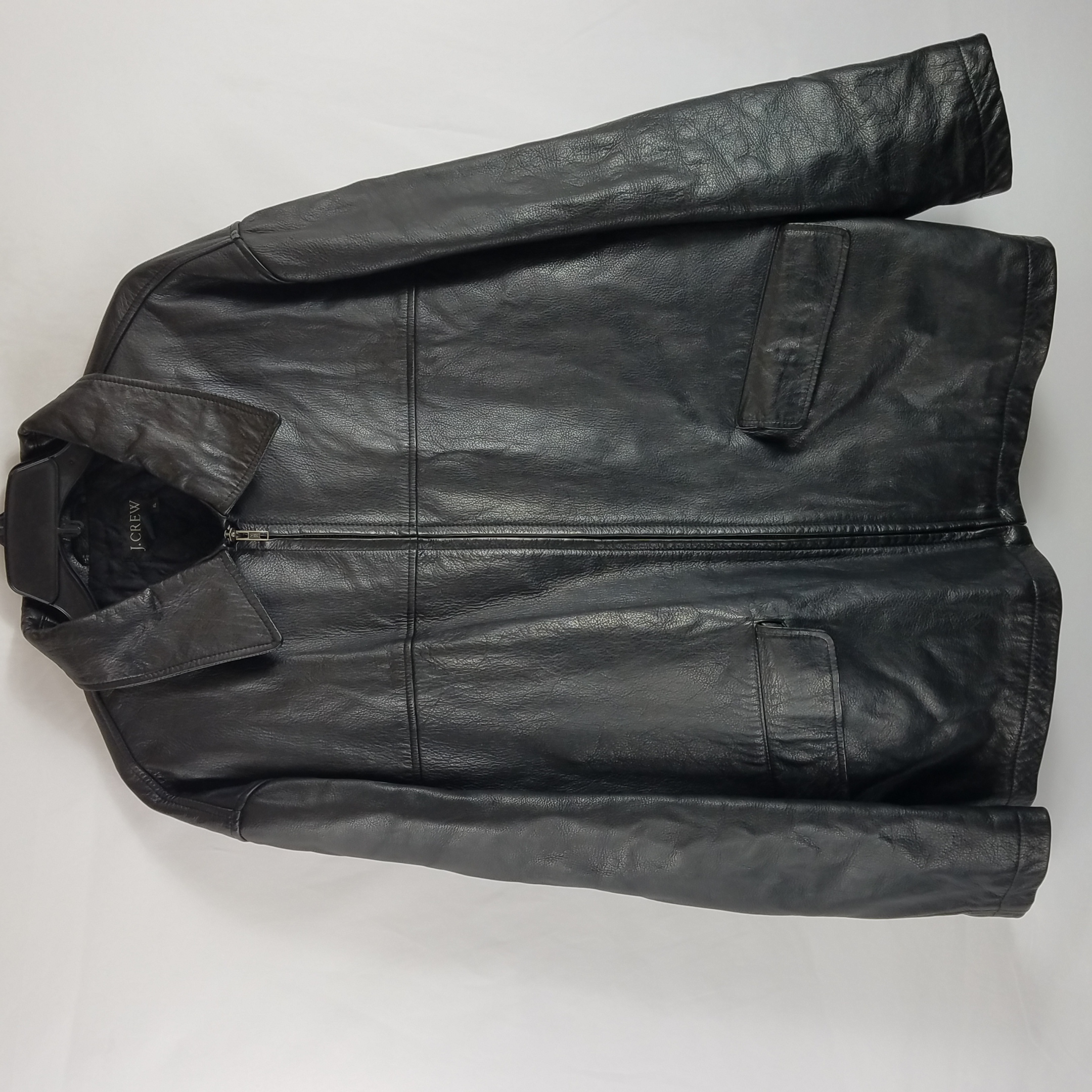 Buy the J. Crew Men Black Leather Jacket XL | GoodwillFinds