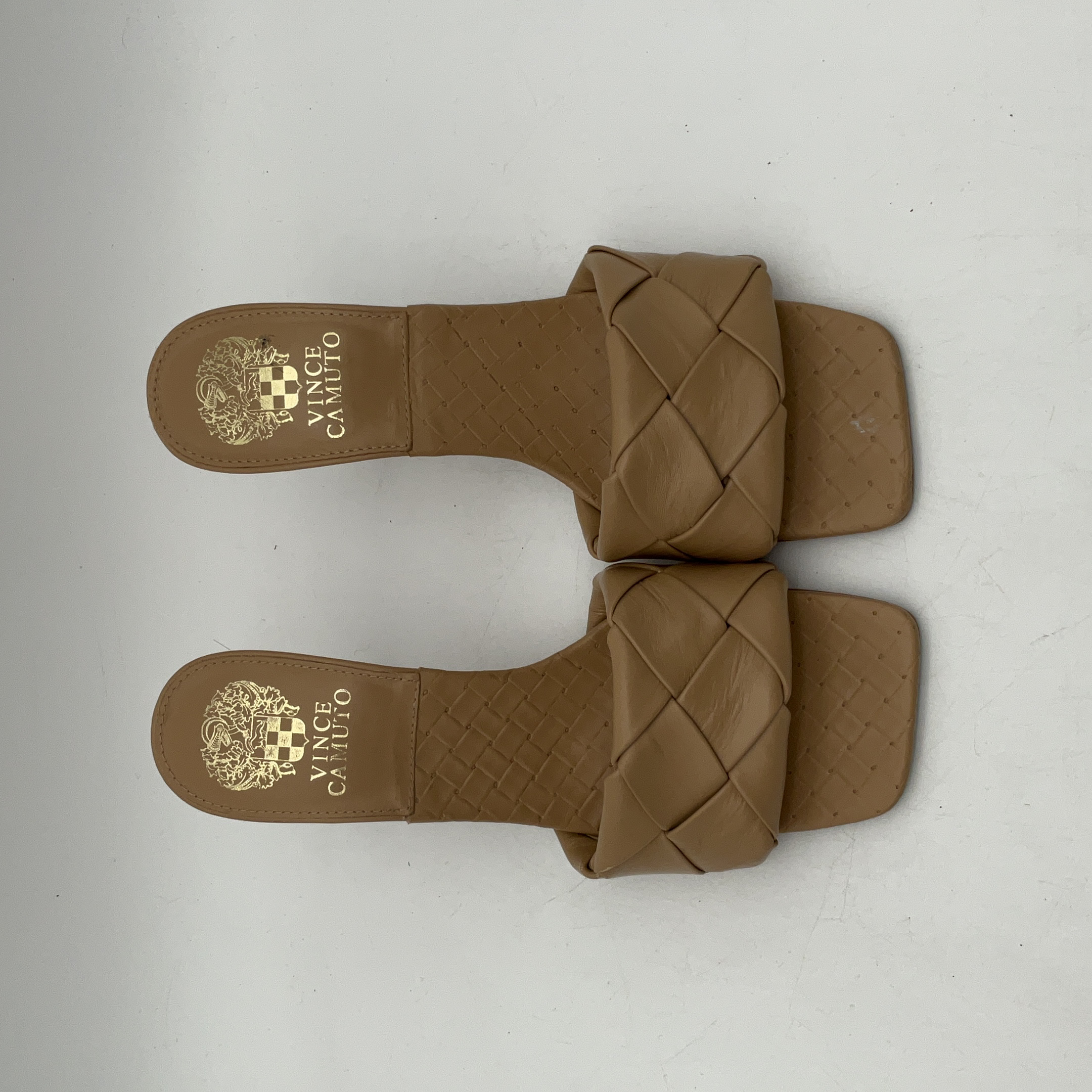 Buy the Womens Beige Open Toe Kitten Heel Slip-On Slide Sandals Size 7 ...