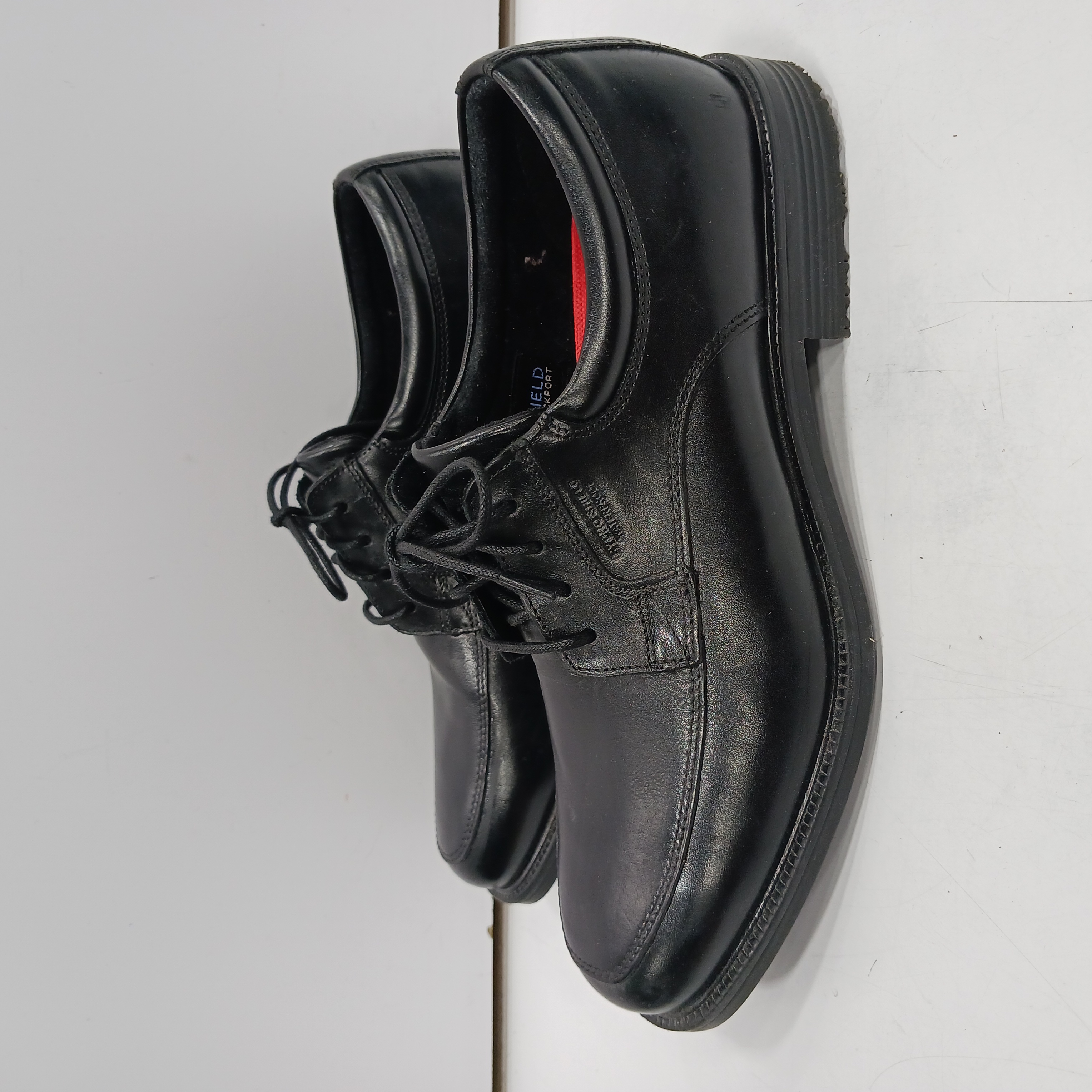 Buy the Men's Black Leather Hydro-Shield Waterproof Dress Shoes Size 8. ...