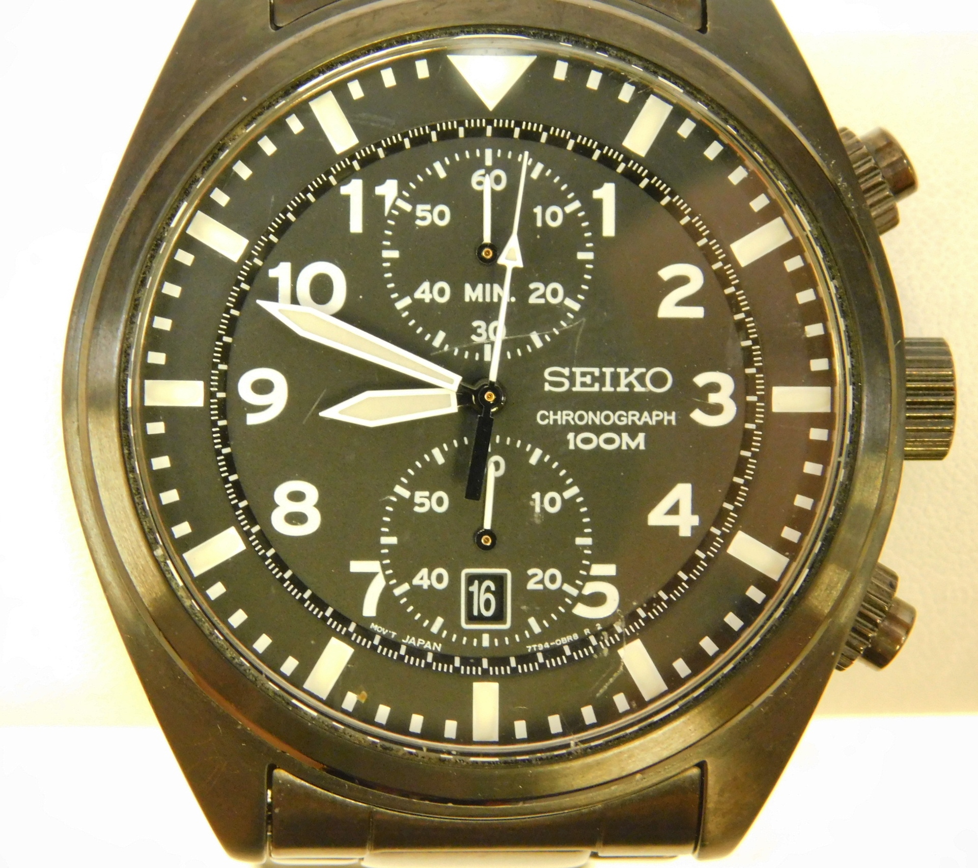 Buy the Seiko Mens Chronograph Black Ion SNN233 Watch | GoodwillFinds