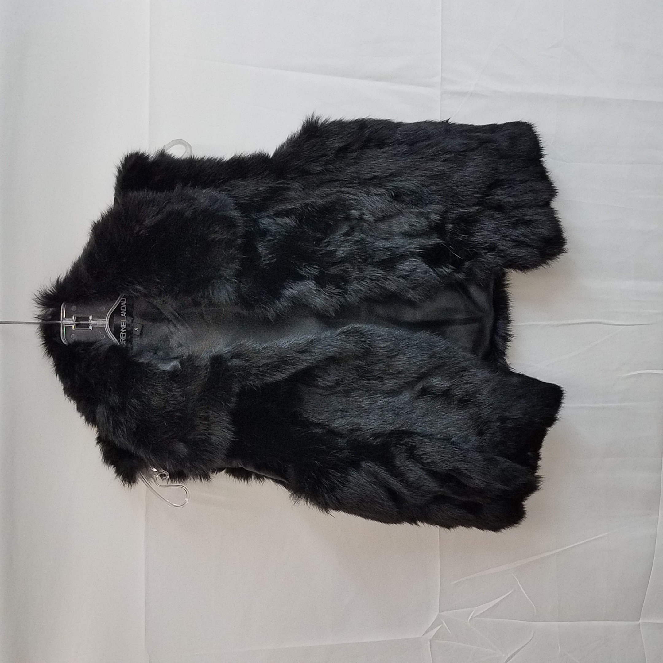 Buy the Adrienne Lanau Black Rabbit Fur Vest WM Size S | GoodwillFinds
