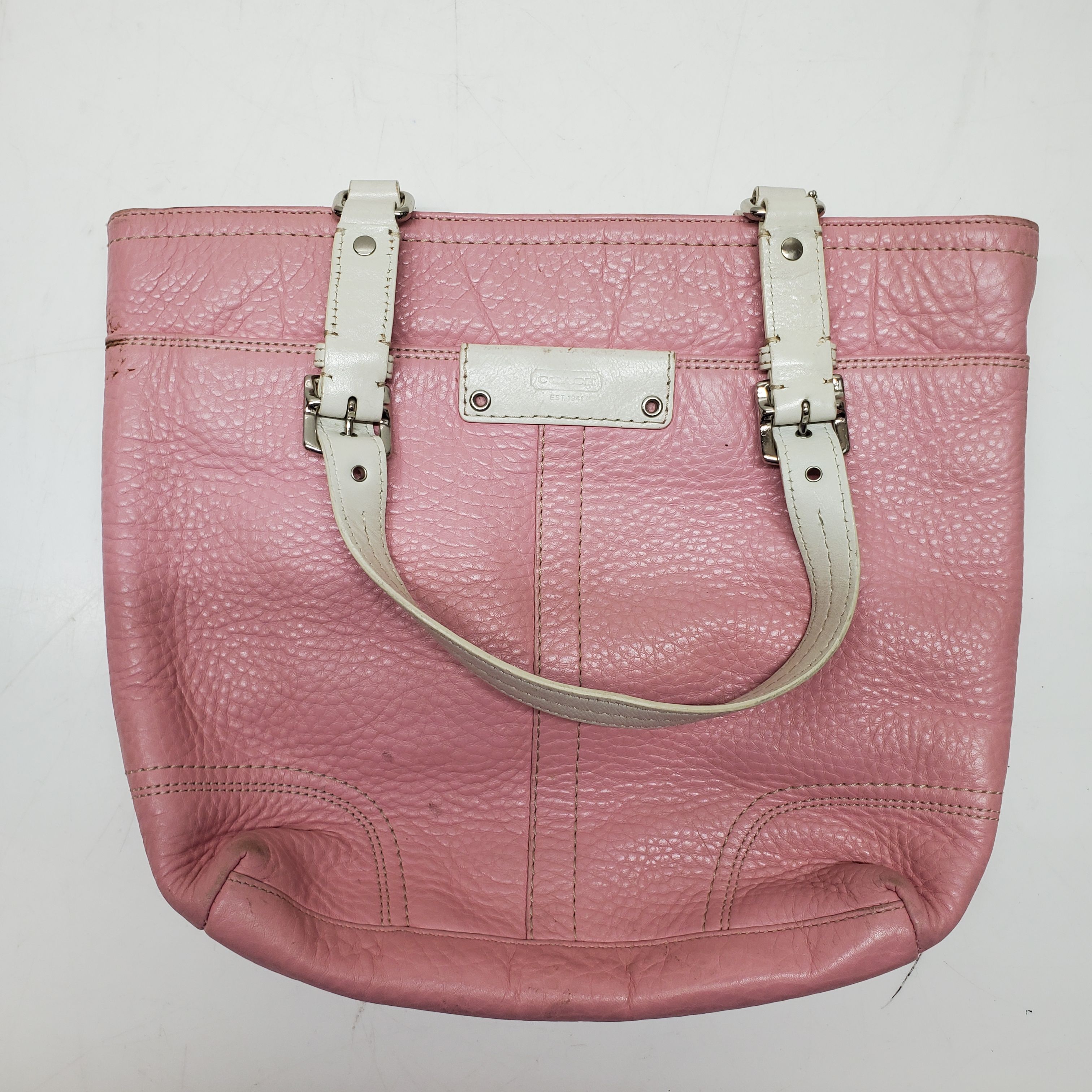 Coral Pink Leather Coach Tote Bag - Gem