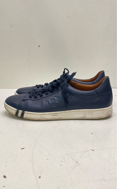 Buy the Bally Leather Asher Sneakers Dark Navy 9.5 | GoodwillFinds