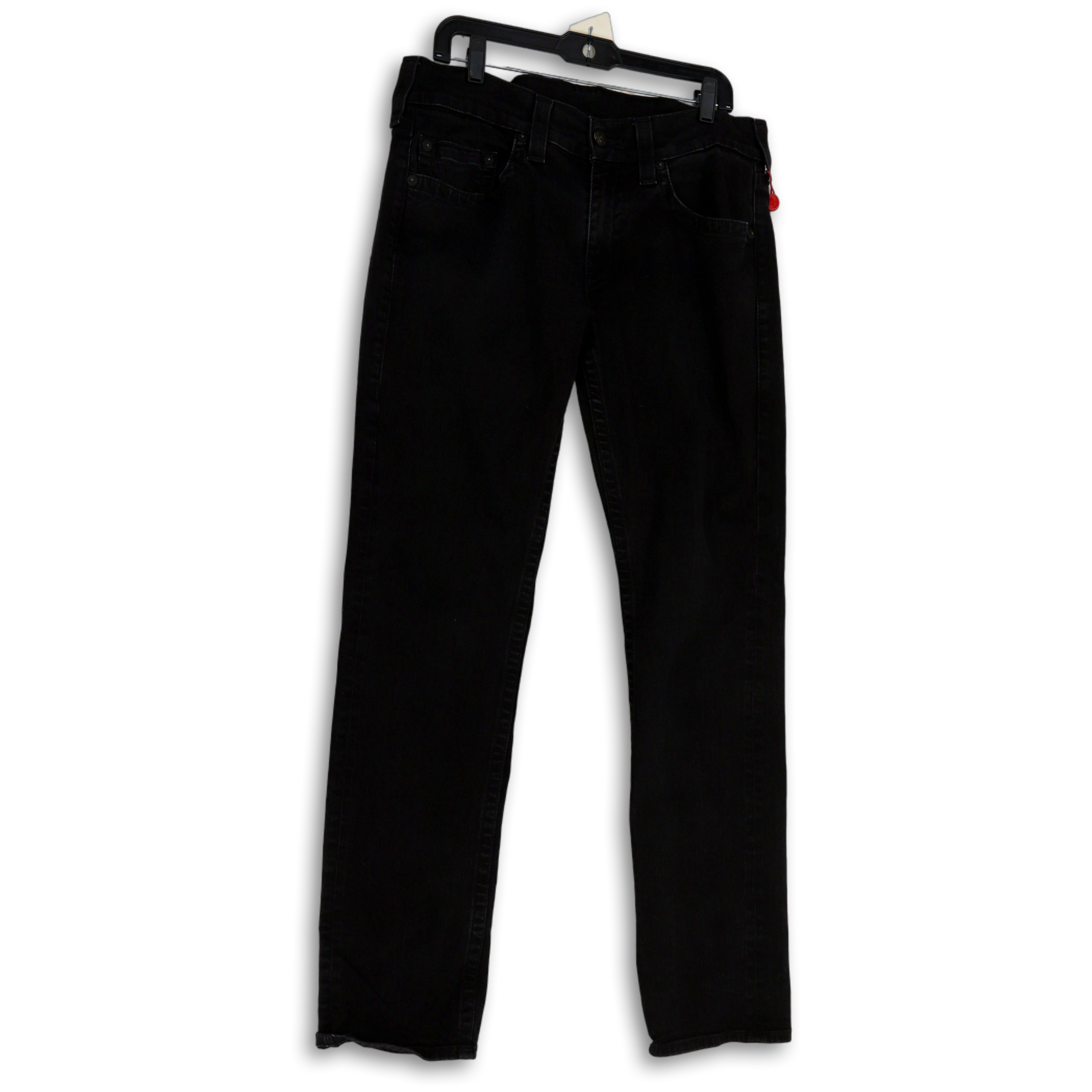 Buy the Womens Black Denim Dark Wash Pockets Stretch Straight Leg Jeans ...