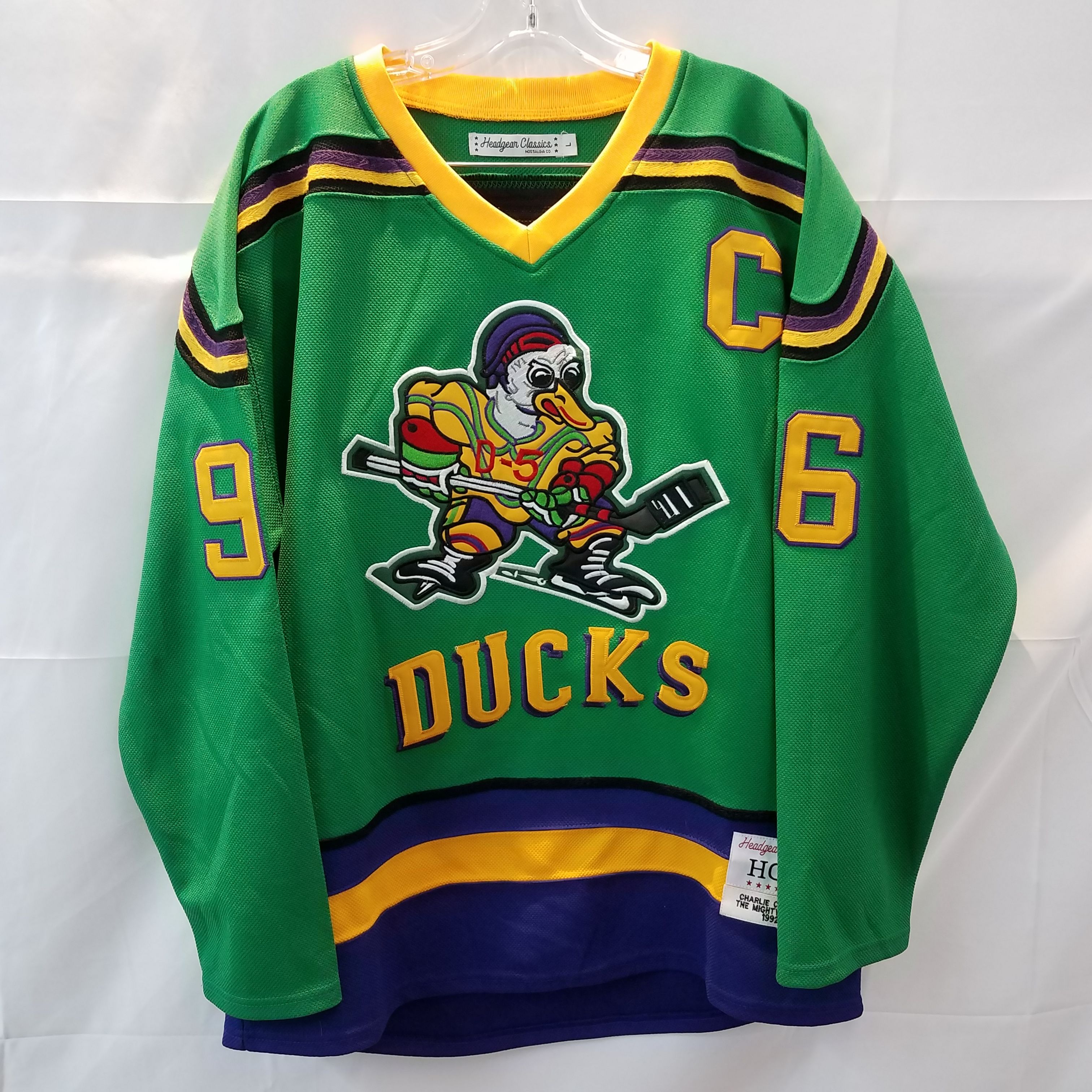 Charlie Conway 96 Ducks Deluxe Embroidered Green Hockey Jersey