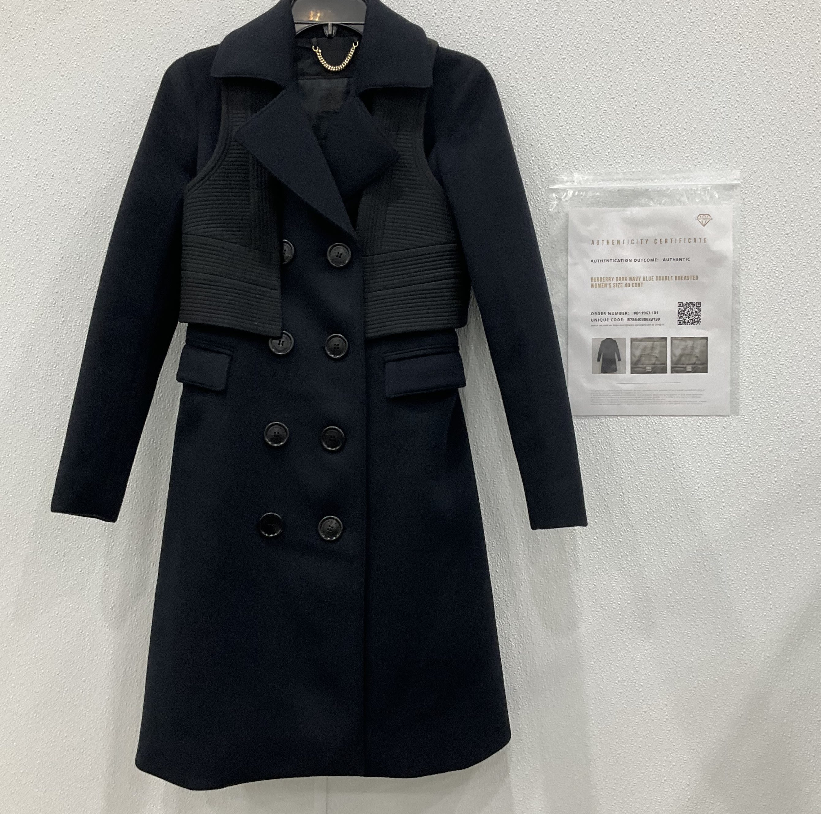 Buy the Burberry Double Breasted Dark Navy Blue Coat | GoodwillFinds