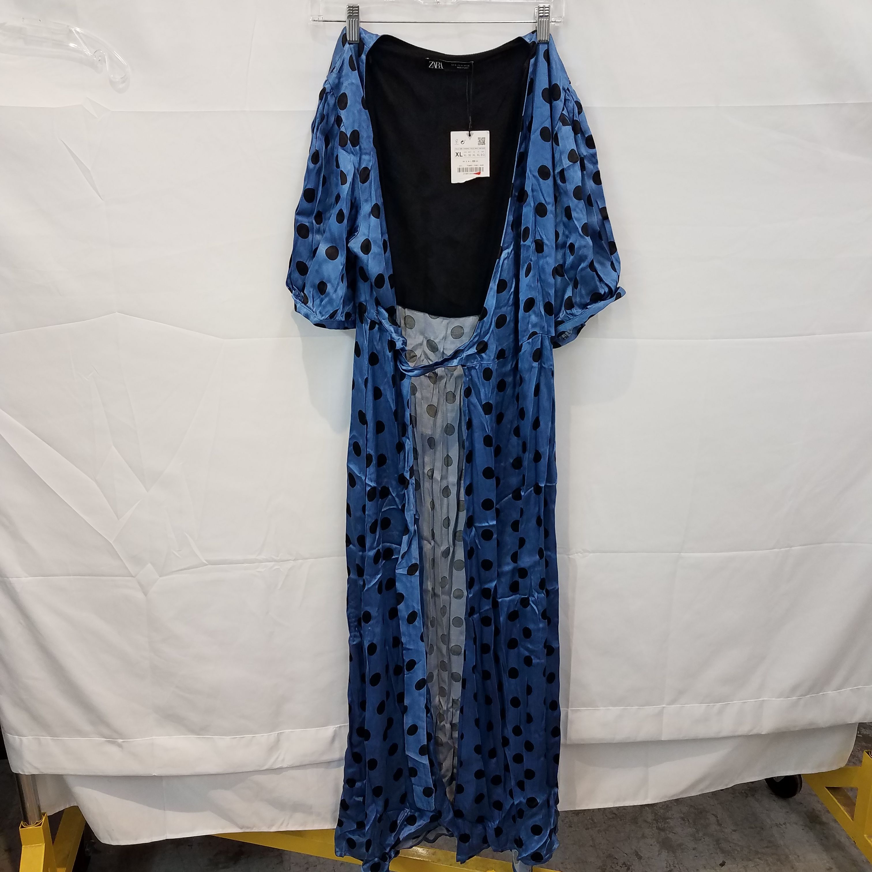 Buy the Zara Long Blue and Black Sash Robe Adult Size XL NWT