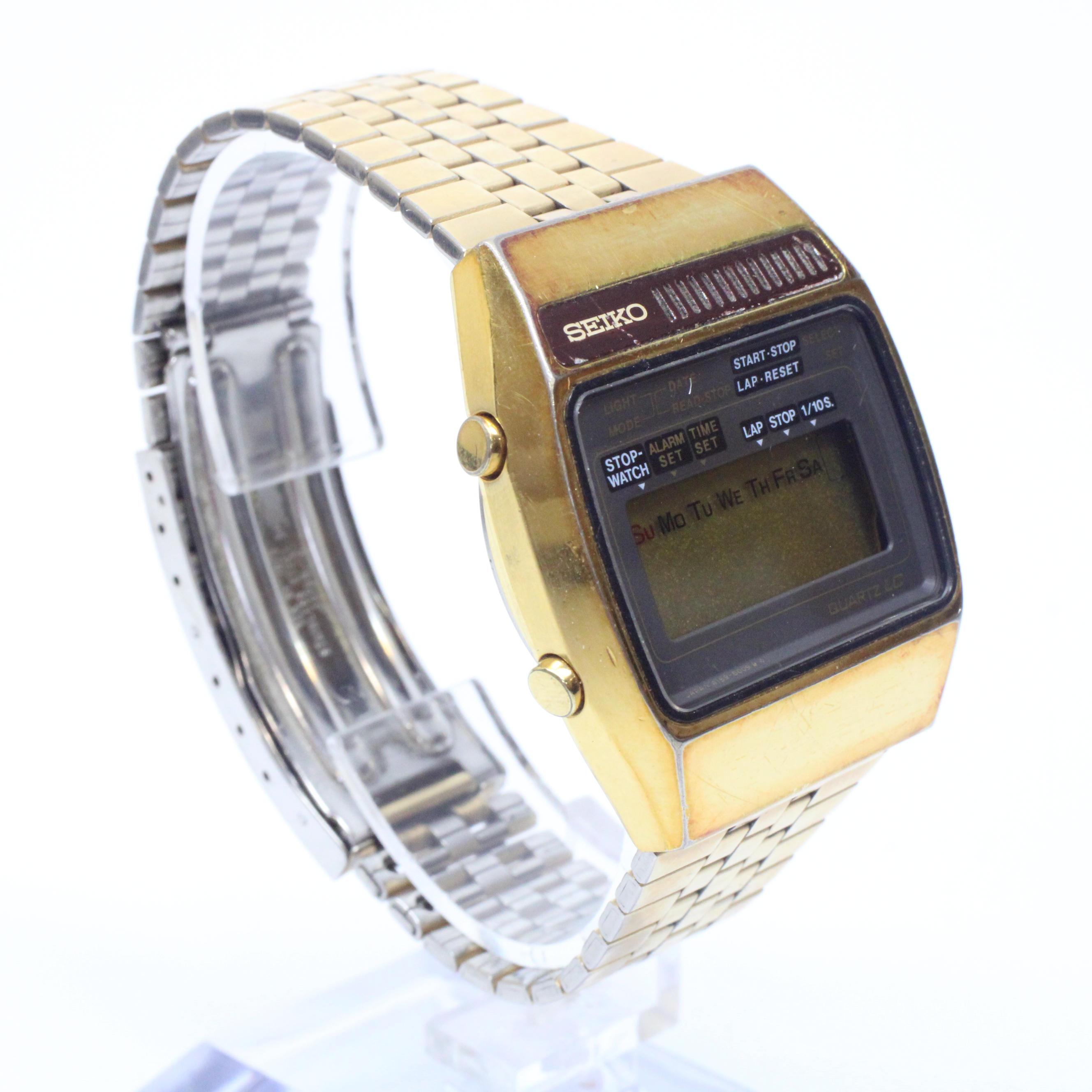 Buy the Vintage LC Chronograph Alarm Quartz Digital Watch (A159-5009-G) -   | GoodwillFinds
