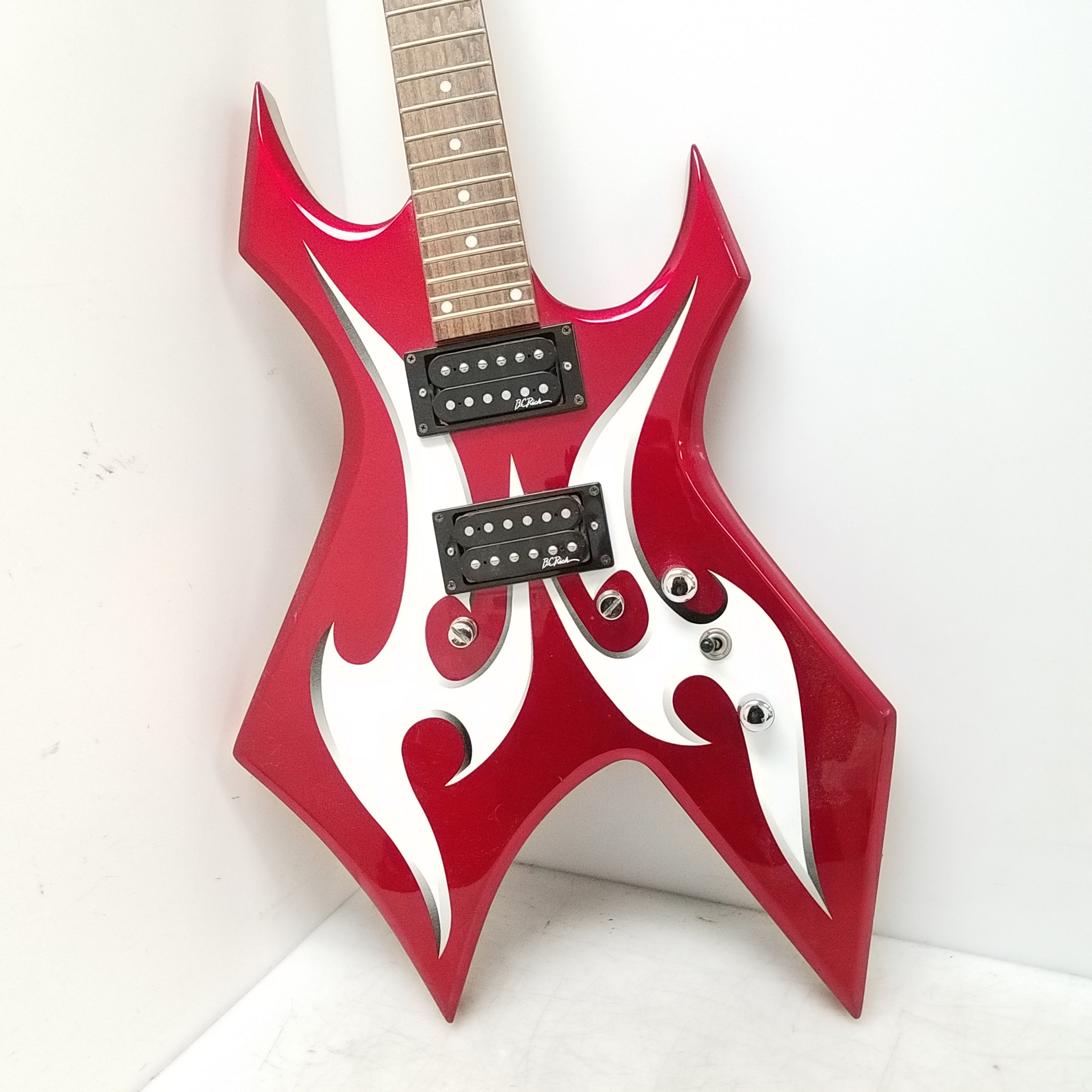 Buy the BC Rich Bronze Warlock Red White Electric Guitar | GoodwillFinds