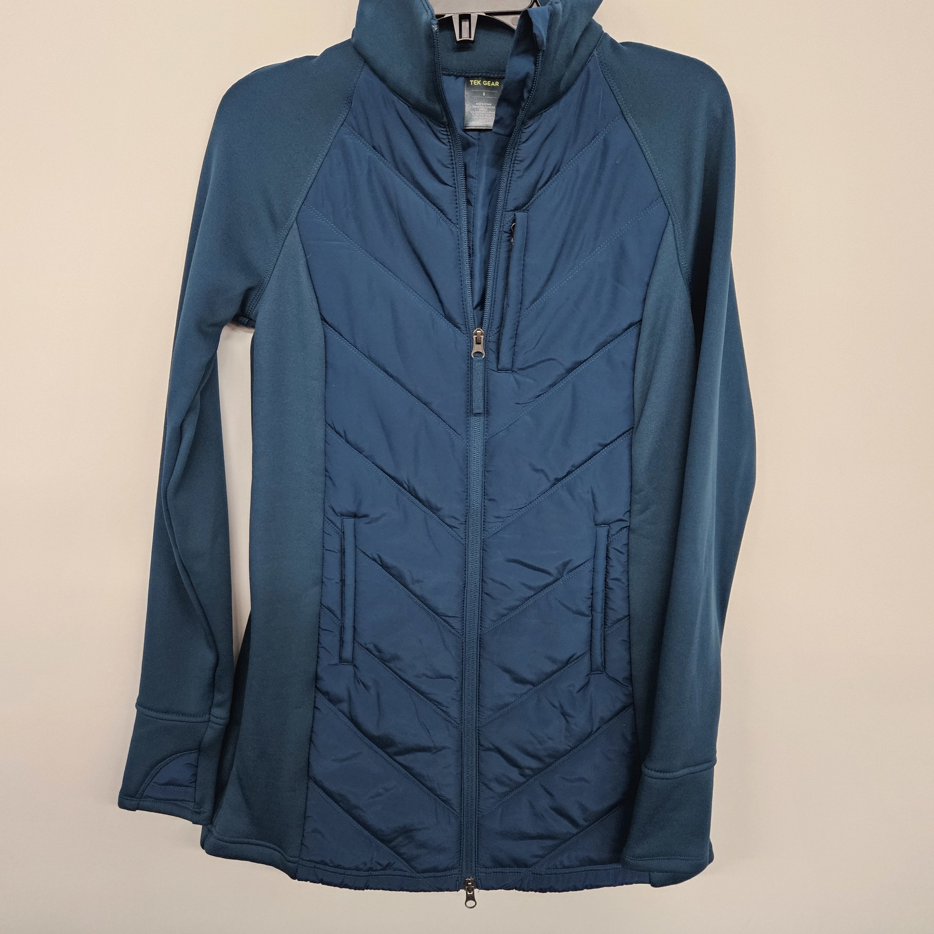 Kohl's Tek Gear Mixed Media Jacket Teal Blue Cozy Fleece Interior Hooded  Girls