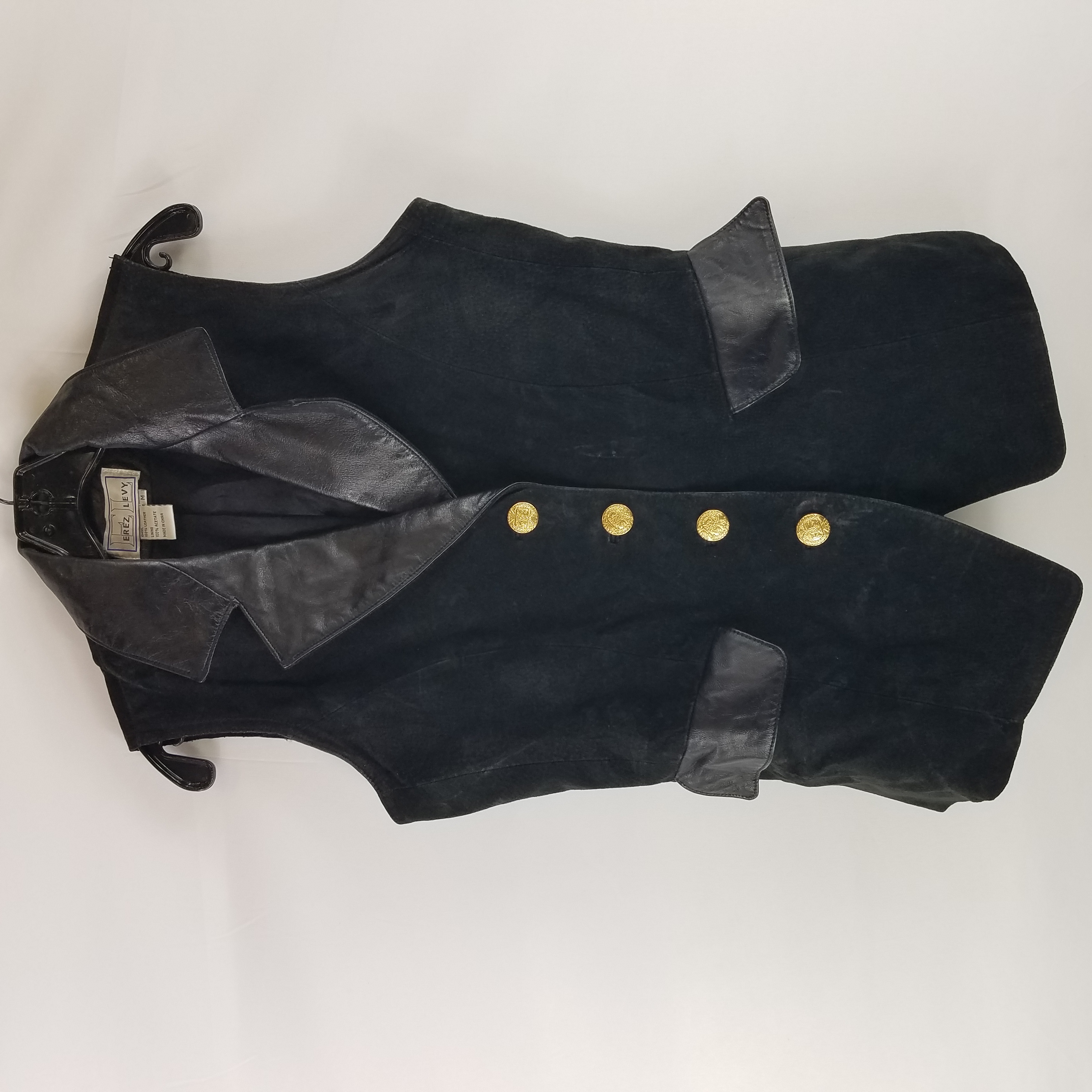 Buy the Erez Levy Women Black Leather Vest M | GoodwillFinds