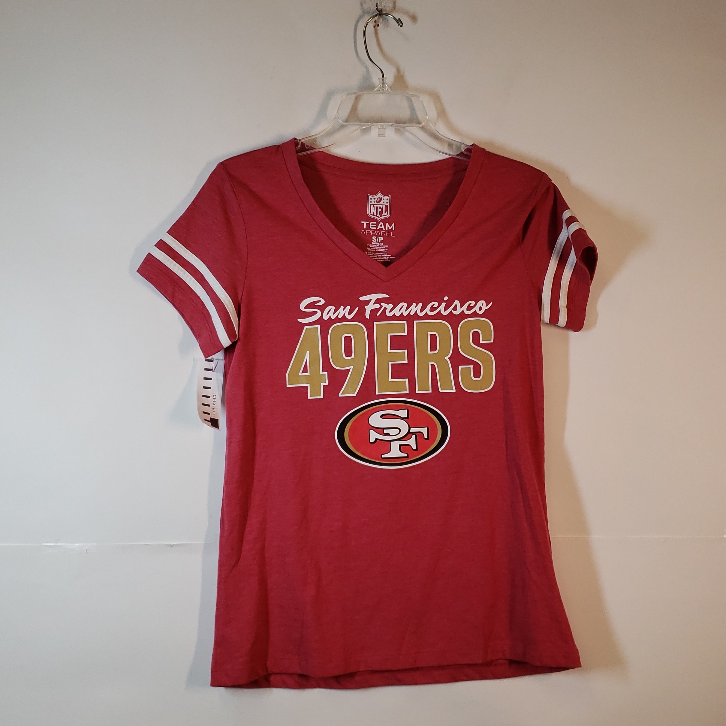 Buy the Women Short Sleeve San Francisco 49ers Football NFL T