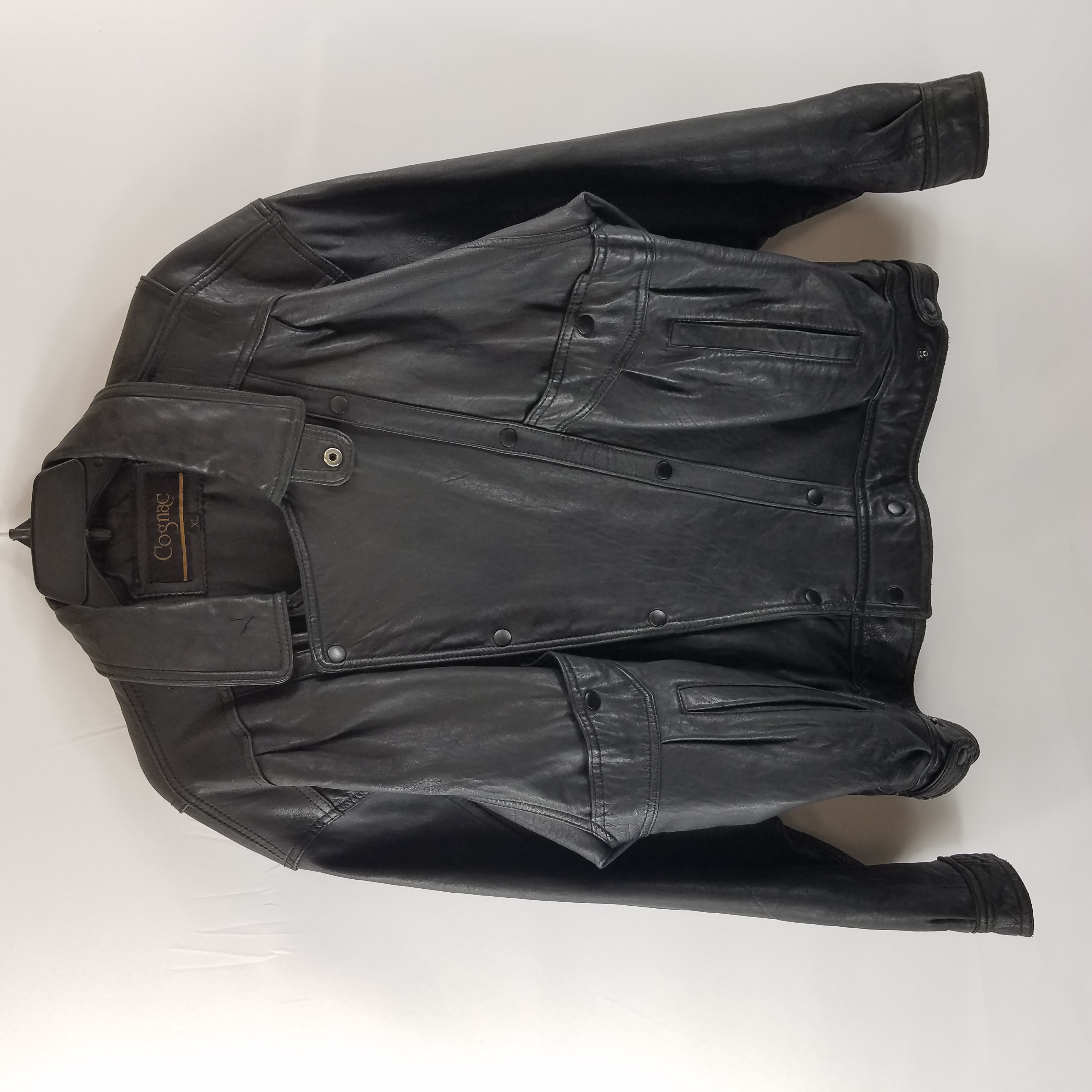 Buy the Cognac Men Black Leather Jacket XL | GoodwillFinds