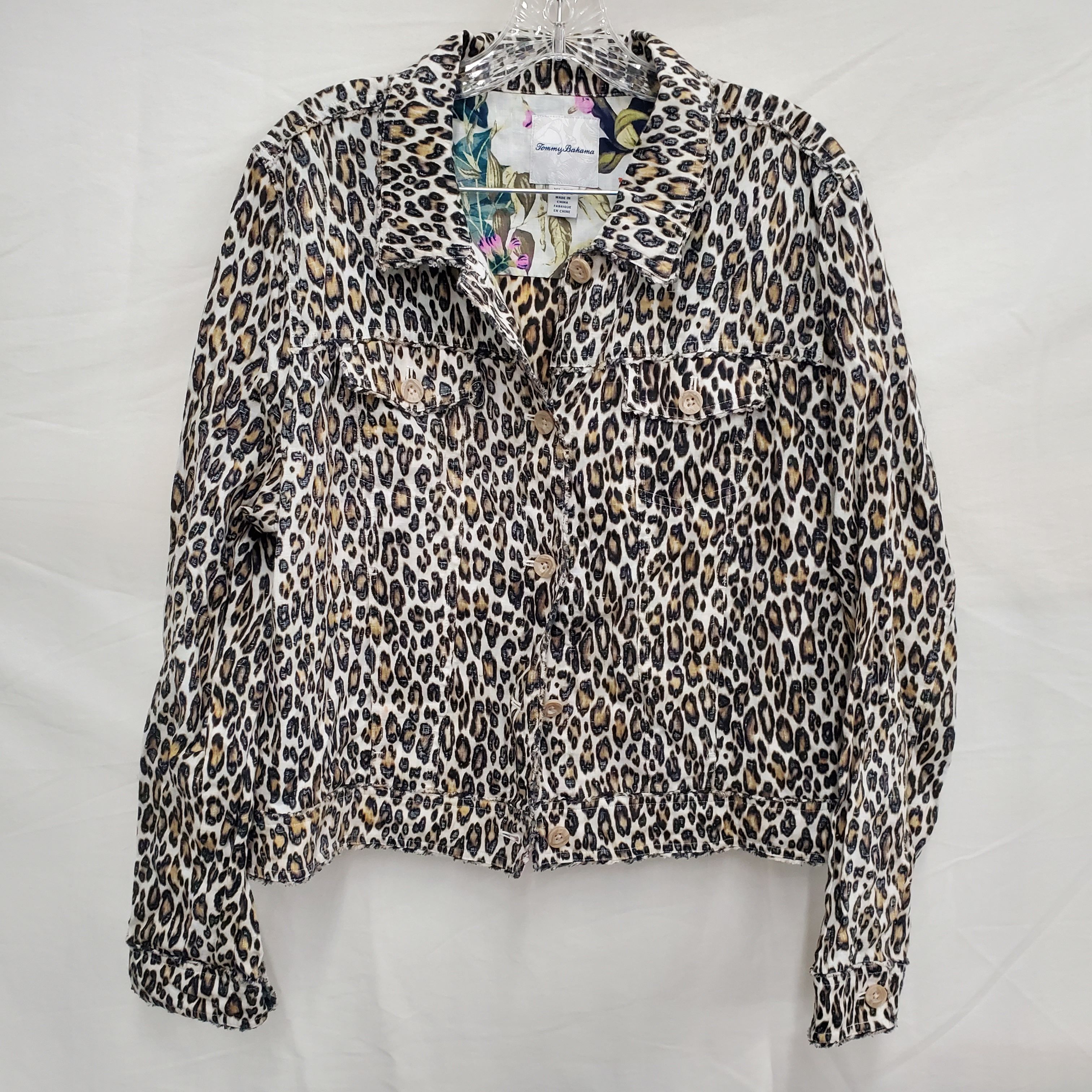Buy the Tommy Bahama WM's 100% Linen Cheetah Print Button Jacket Size XL