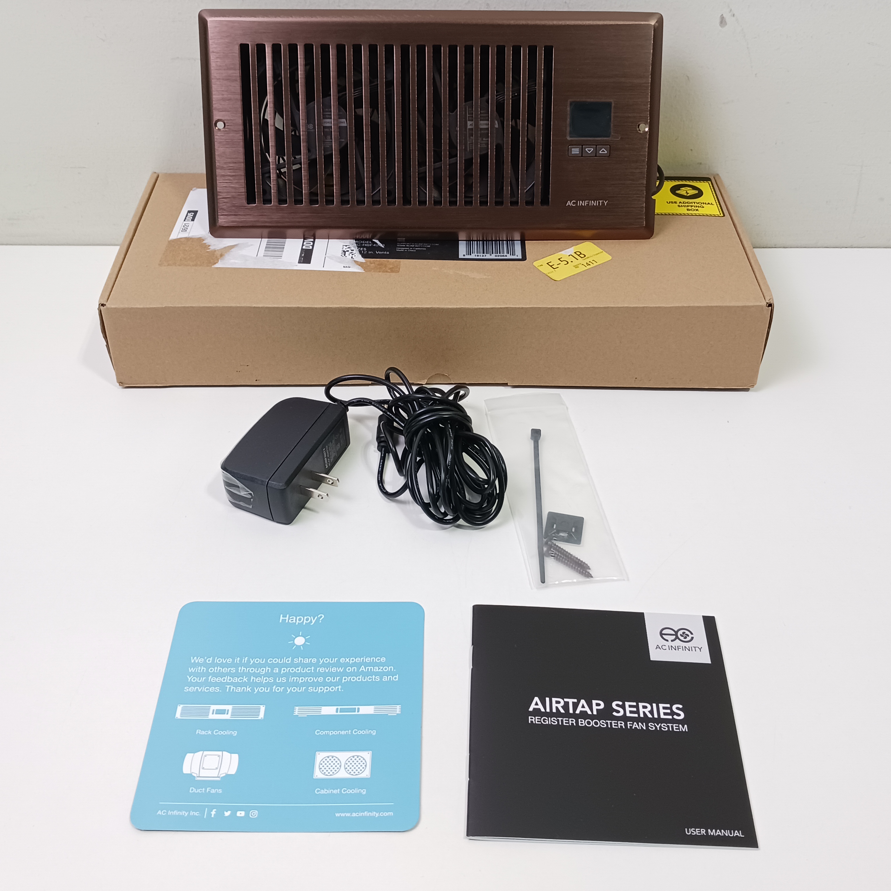 AIRTAP T4, Quiet Register Booster Fan System, Brown Bronze, for 4